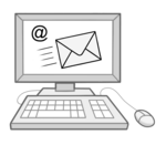 PC mit Monitor und E-Mail Symbol